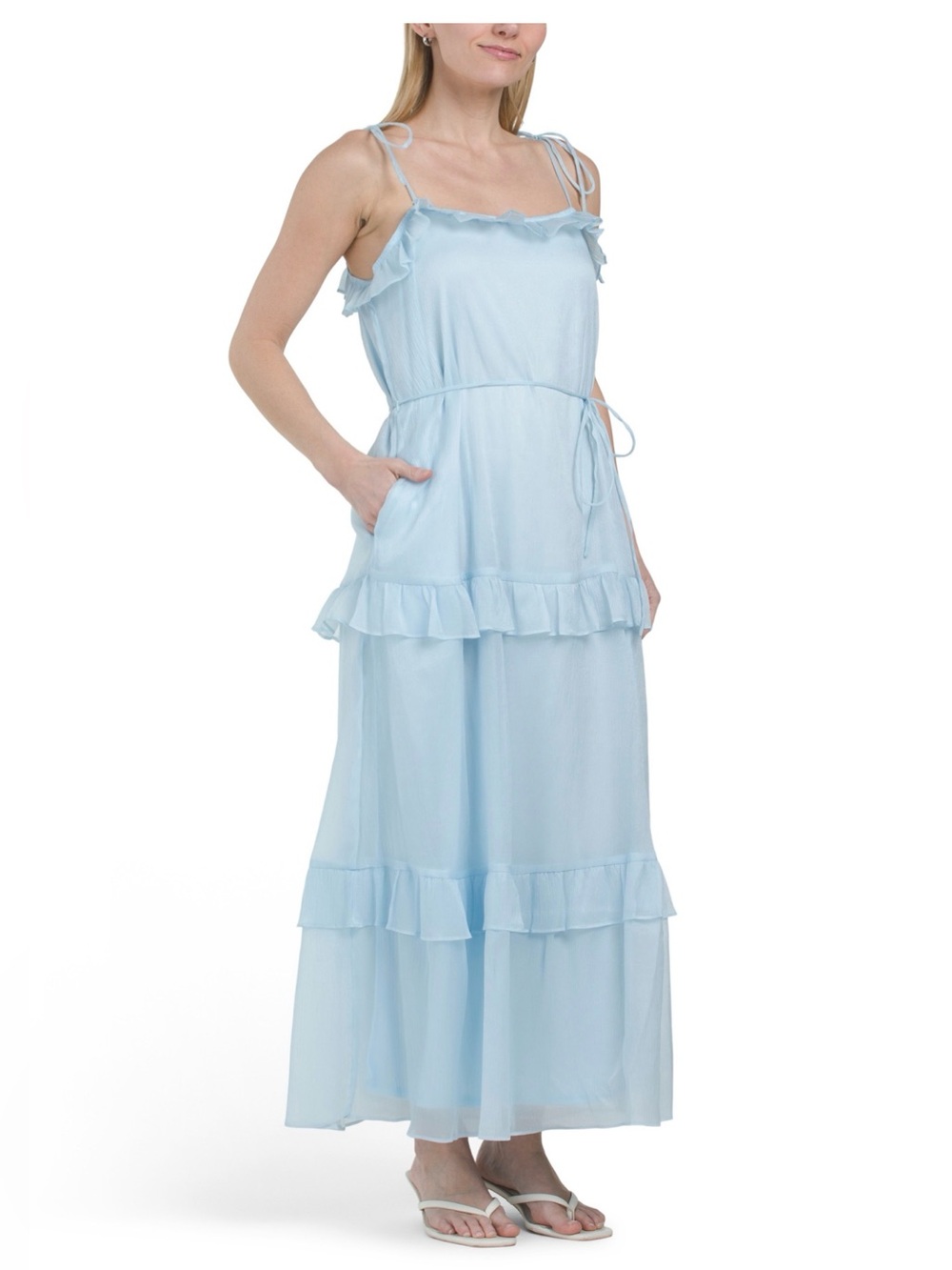 julia jordan Light Blue Ruffle Maxi Dress